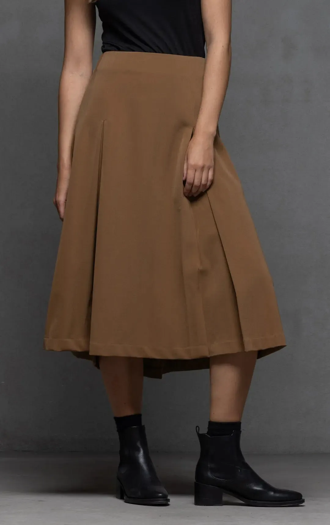 WOOL BLEND BOX PLEAT SKIRT - CLEARANCE