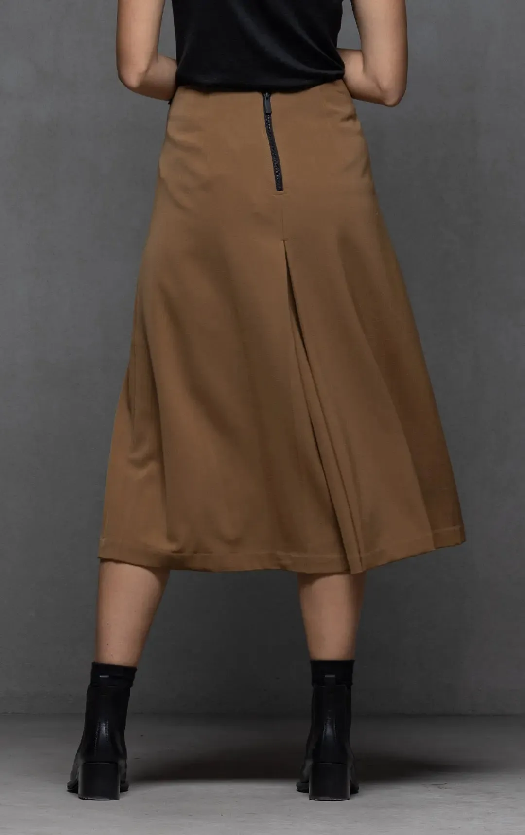 WOOL BLEND BOX PLEAT SKIRT - CLEARANCE