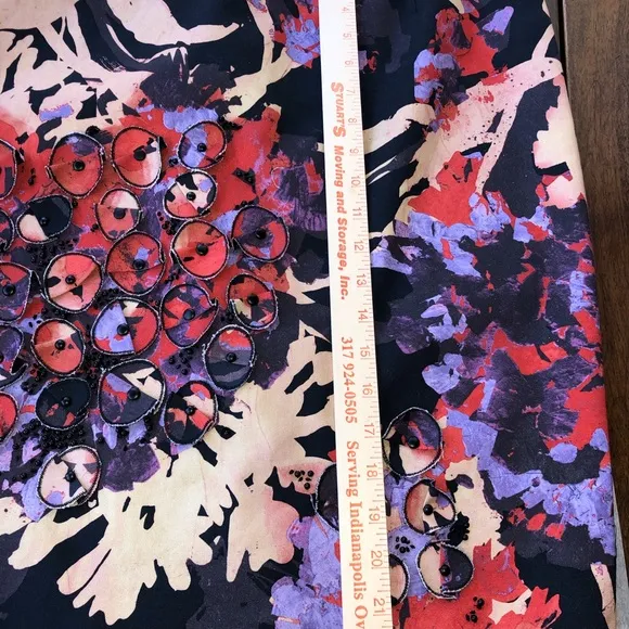 Worth Collection Cotton Blend Embellished Straight Skirt New Size 6
