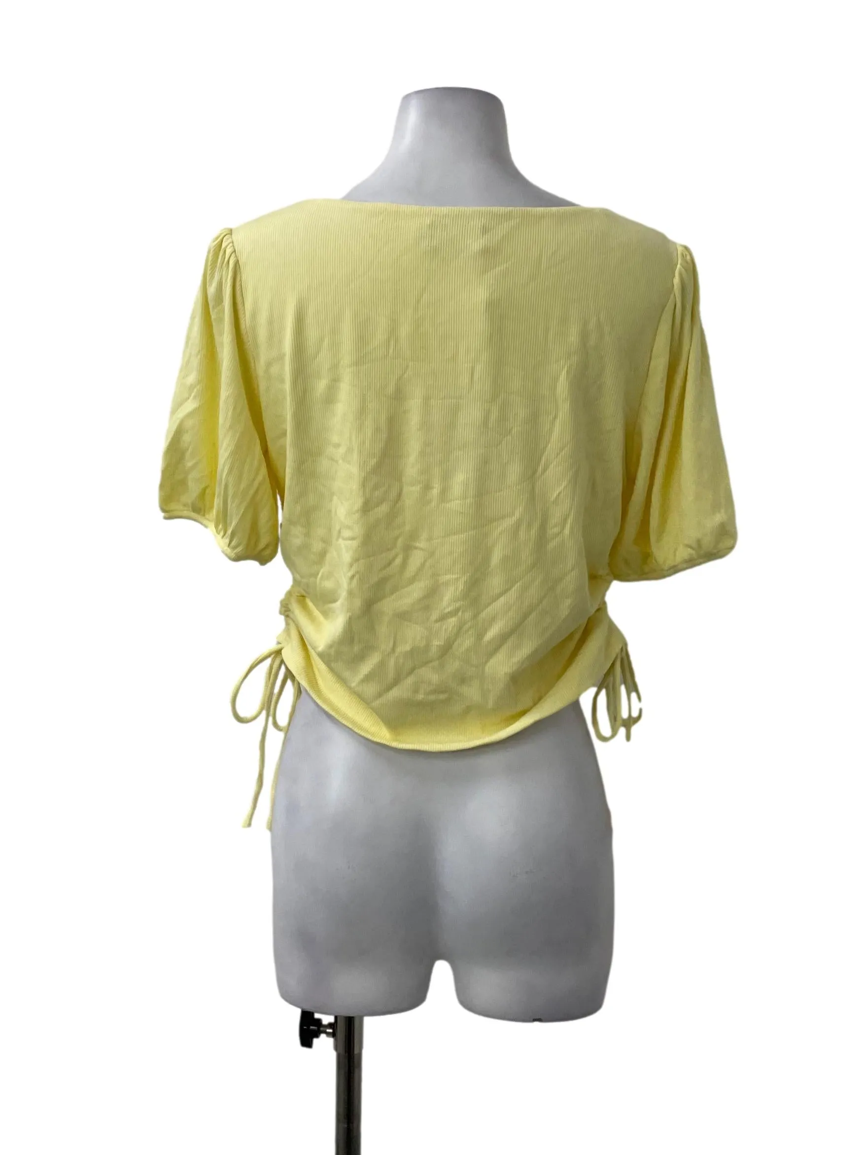 Yellow Ruched Square Neck Top