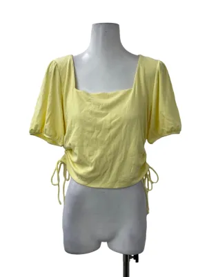 Yellow Ruched Square Neck Top