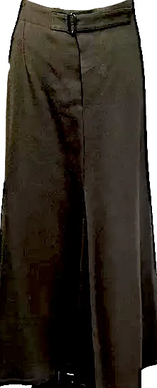 Yohji Yamamoto Japan. Olive Green Wool Skirt, Front Pleat, Belted, Maxi Length