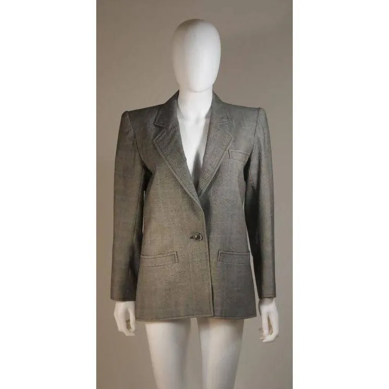 YVES SAINT LAURENT Grey Wool Skirt Suit | Size 38-40