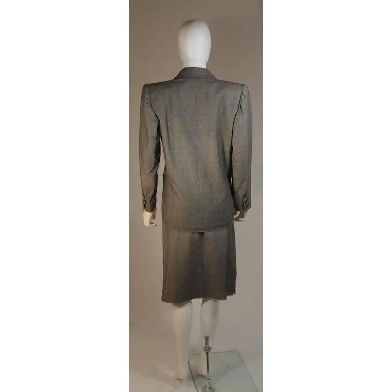 YVES SAINT LAURENT Grey Wool Skirt Suit | Size 38-40