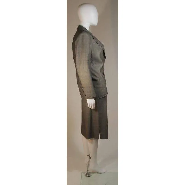 YVES SAINT LAURENT Grey Wool Skirt Suit | Size 38-40