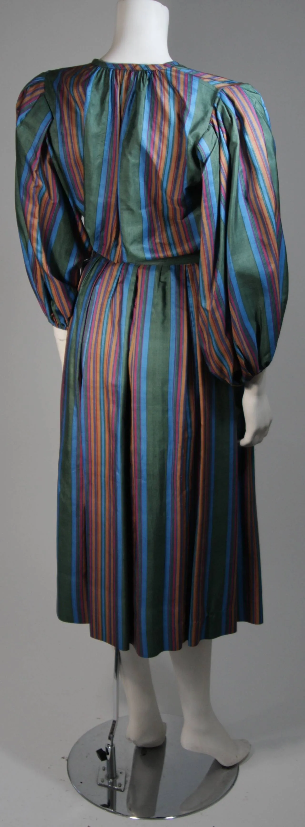 YVES SAINT LAURENT Silk Skirt and Blouse w/ Stripes Size 40