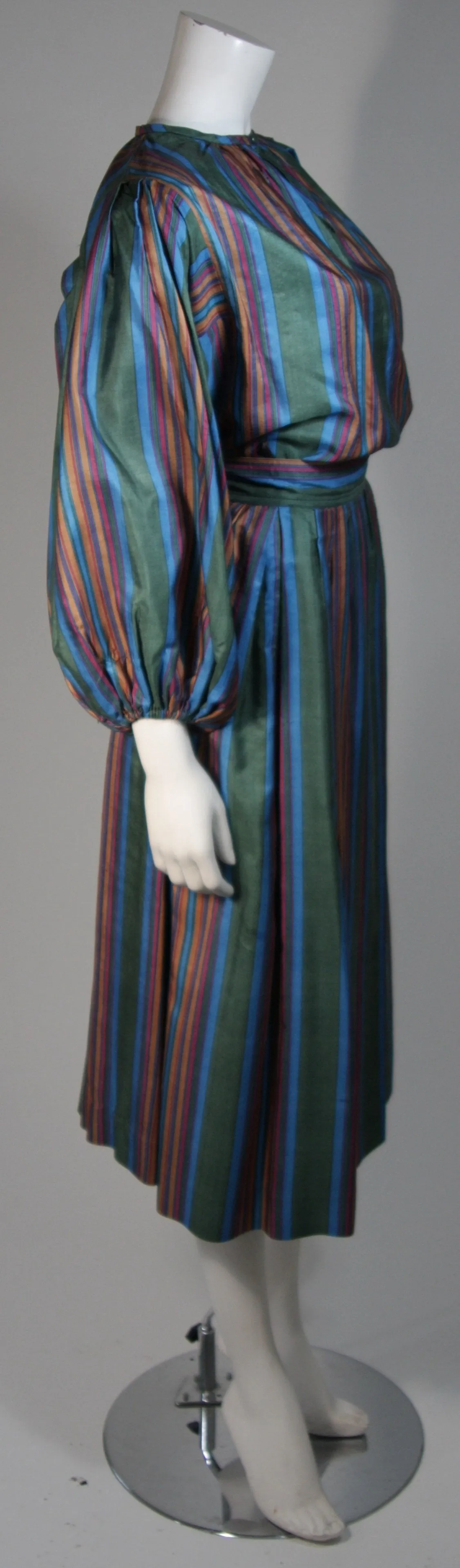 YVES SAINT LAURENT Silk Skirt and Blouse w/ Stripes Size 40