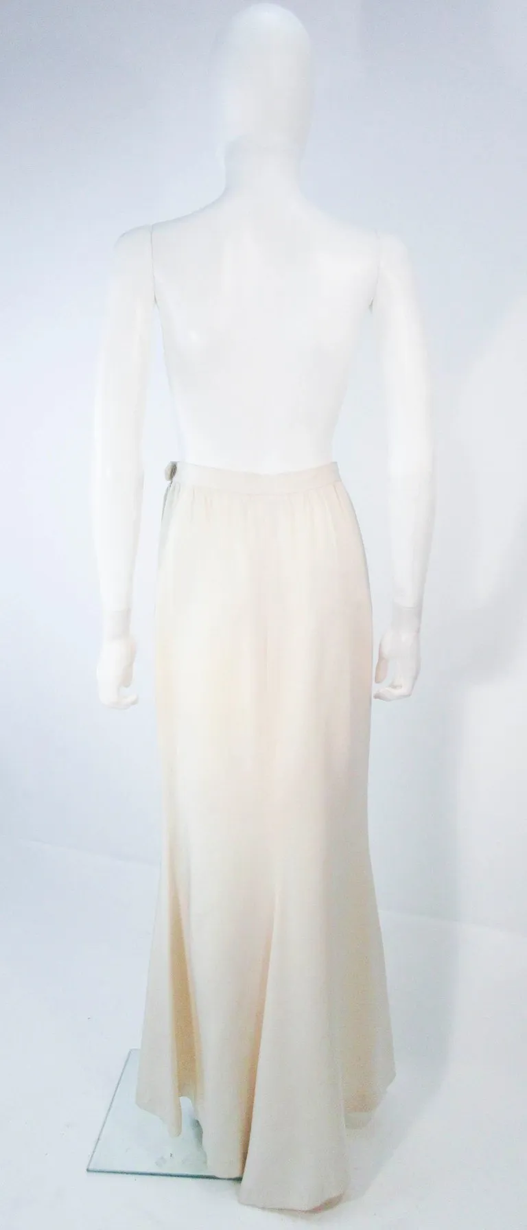 YVES SAINT LAURENT White Silk Full Length Mermaid Maxi Skirt Size 38