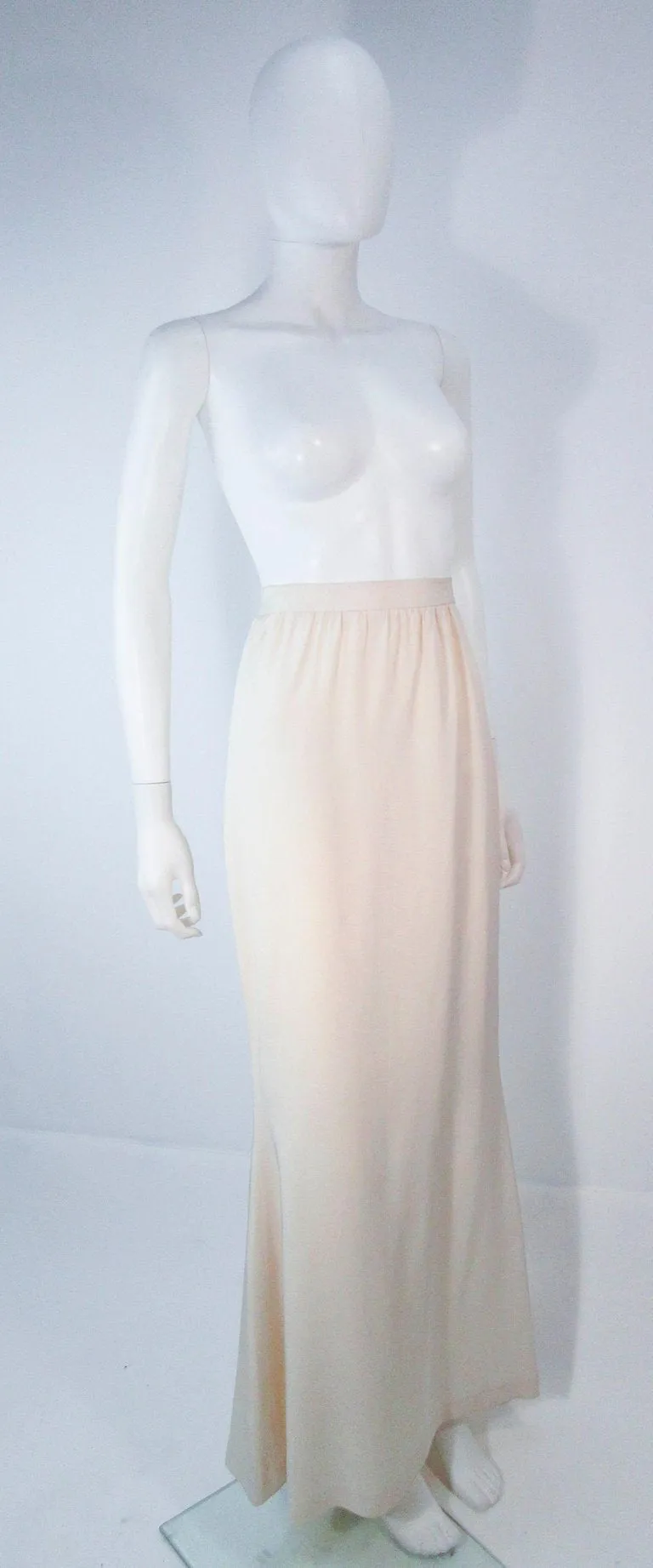 YVES SAINT LAURENT White Silk Full Length Mermaid Maxi Skirt Size 38