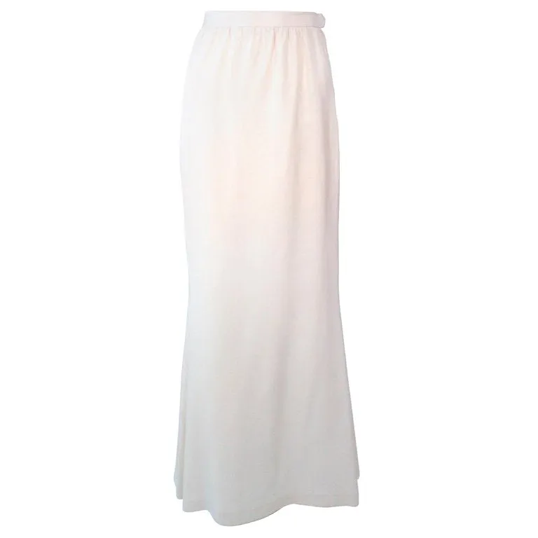 YVES SAINT LAURENT White Silk Full Length Mermaid Maxi Skirt Size 38