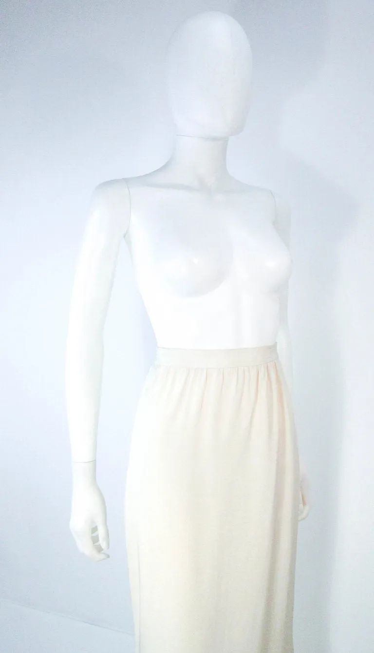 YVES SAINT LAURENT White Silk Full Length Mermaid Maxi Skirt Size 38