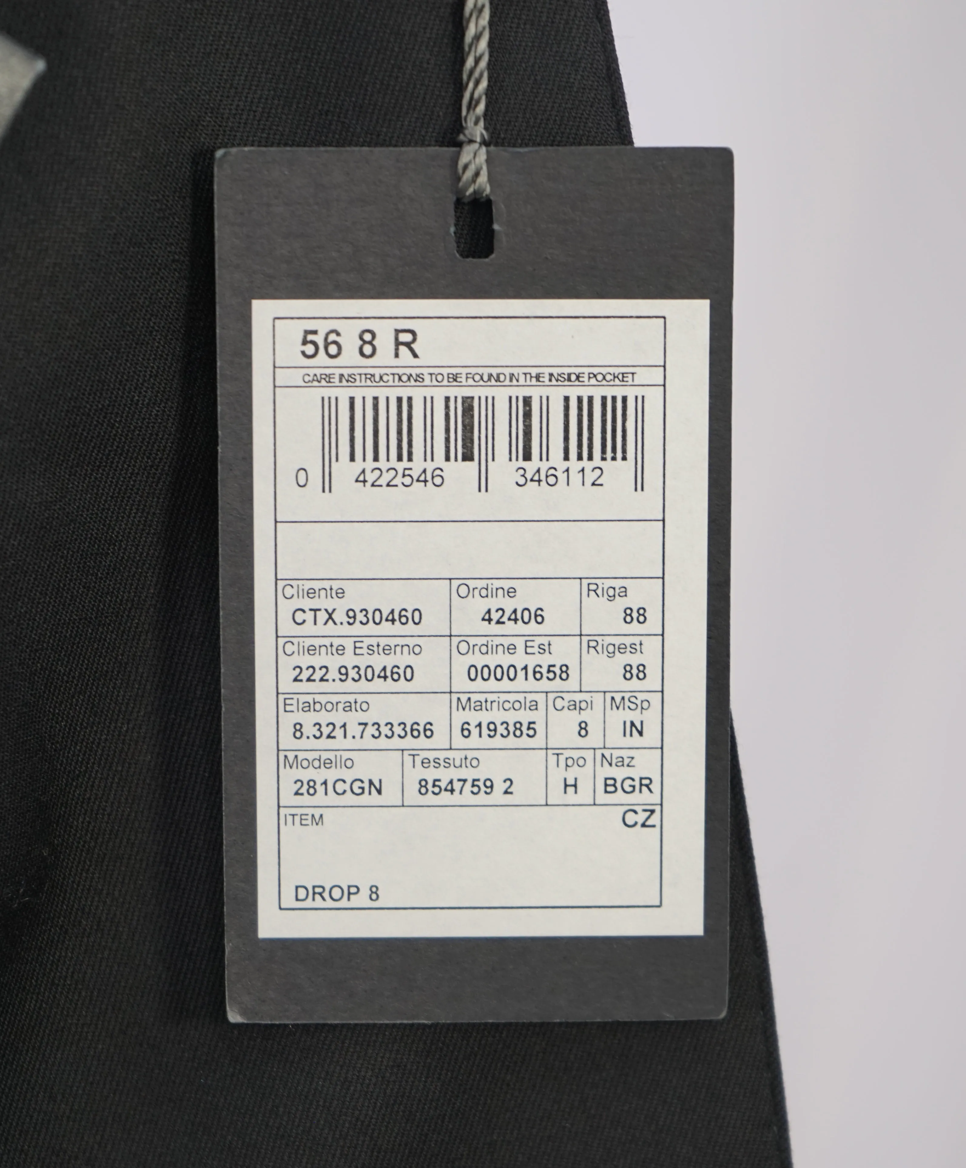 Z ZEGNA - Solid Black Fabric *CLOSET STAPLE* Drop 8 Wool Suit - 46R