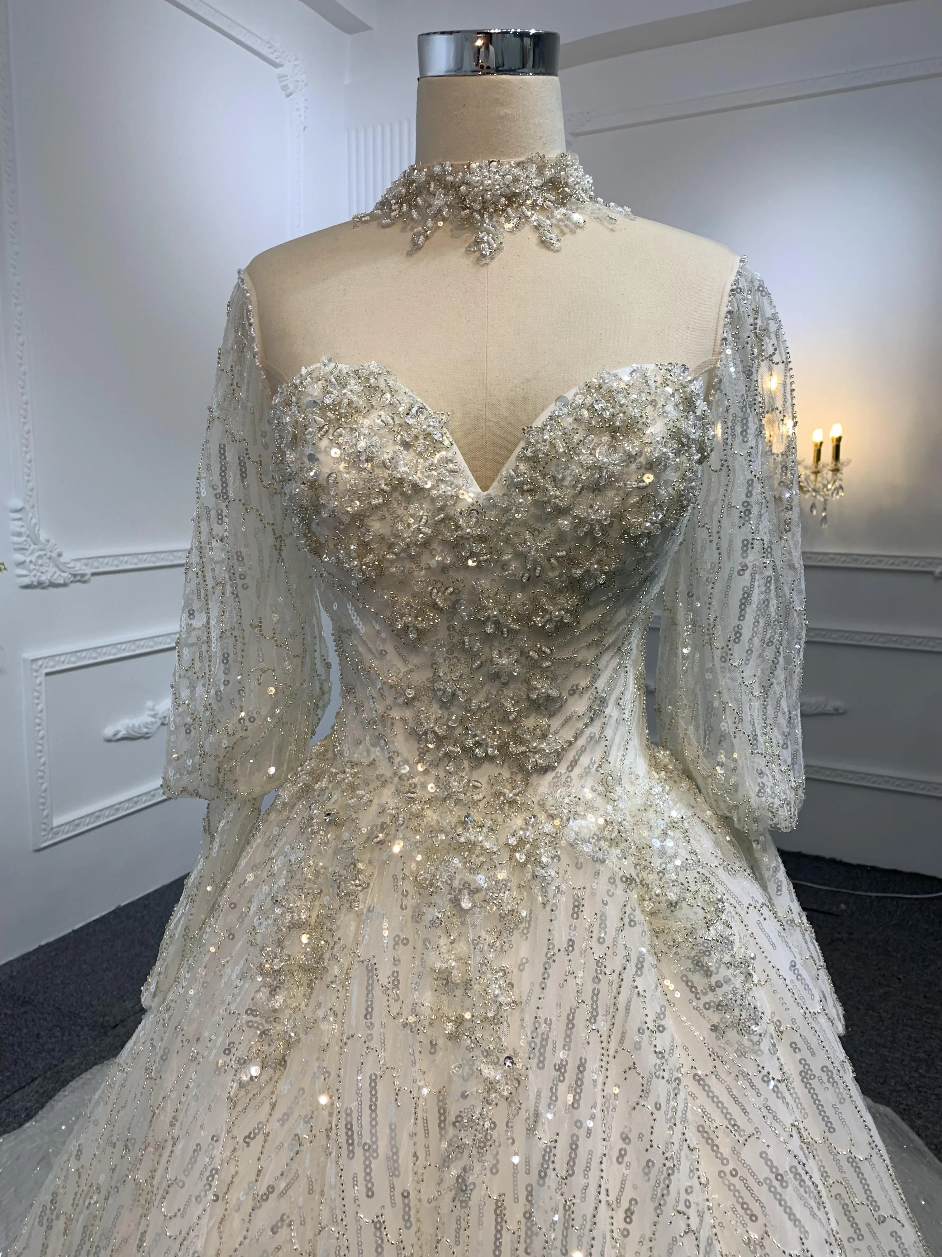Z003-Sweetheart Neckline A-line Wedding Dress With Removable Sleeves