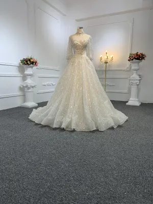Z003-Sweetheart Neckline A-line Wedding Dress With Removable Sleeves