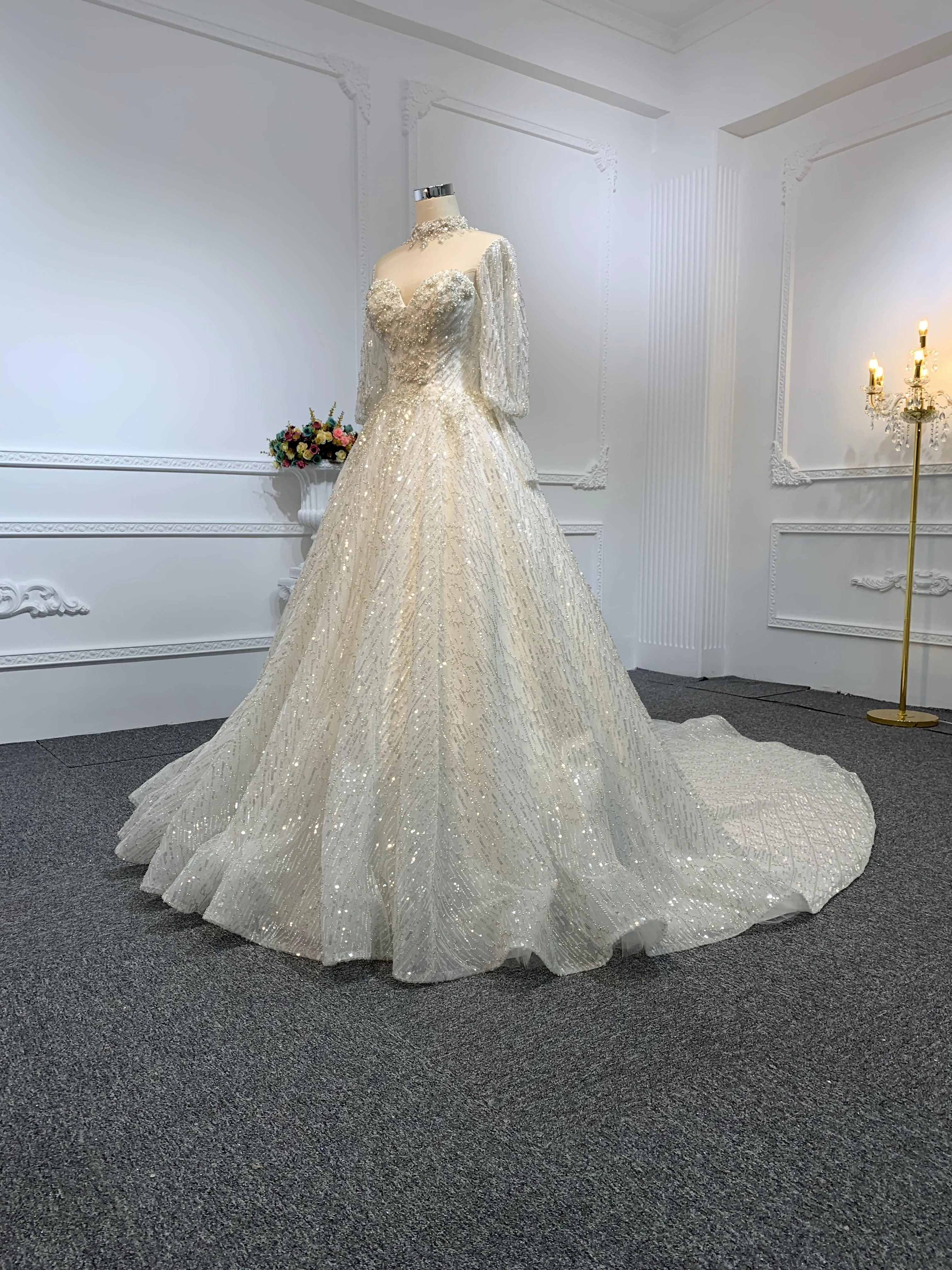 Z003-Sweetheart Neckline A-line Wedding Dress With Removable Sleeves