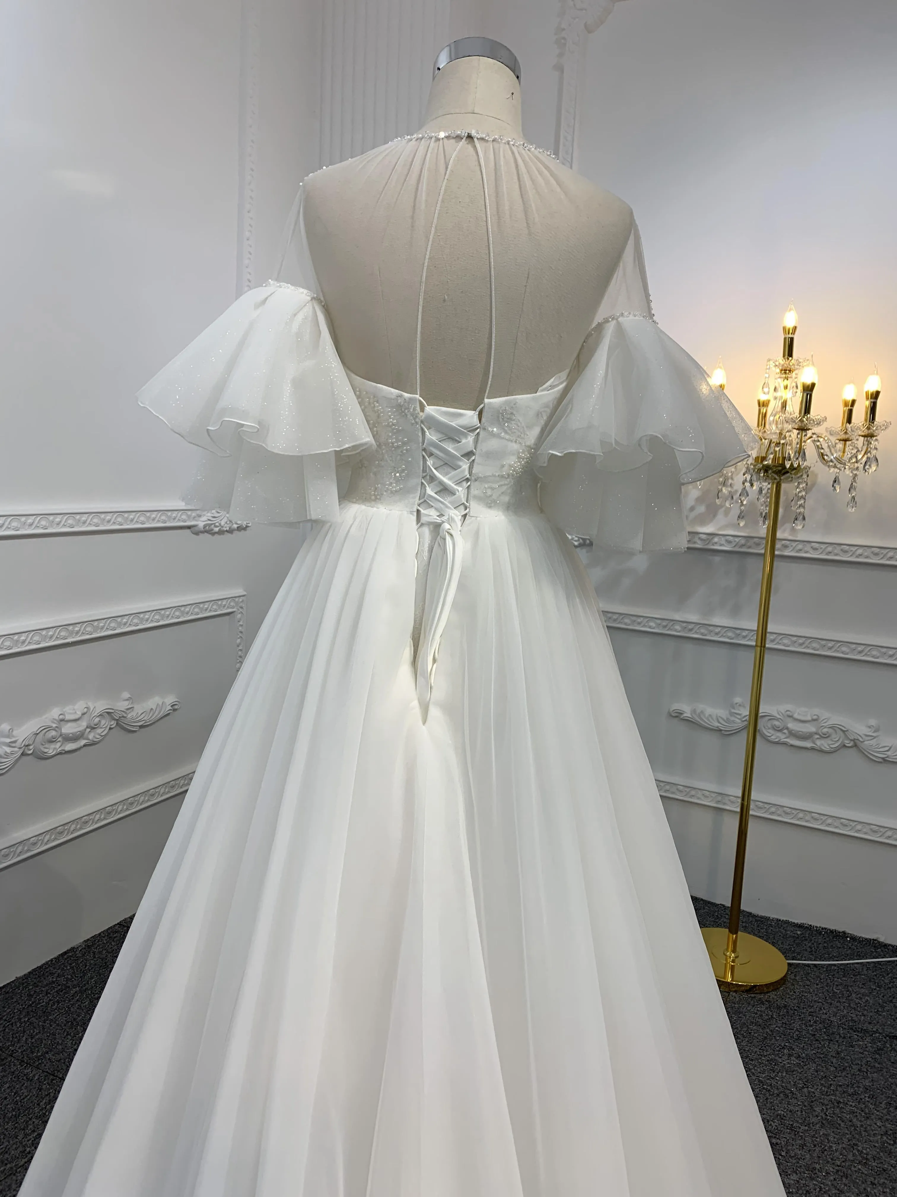 Z027-BYG OFF-WHITE ORGANZA WEDDING DRESS