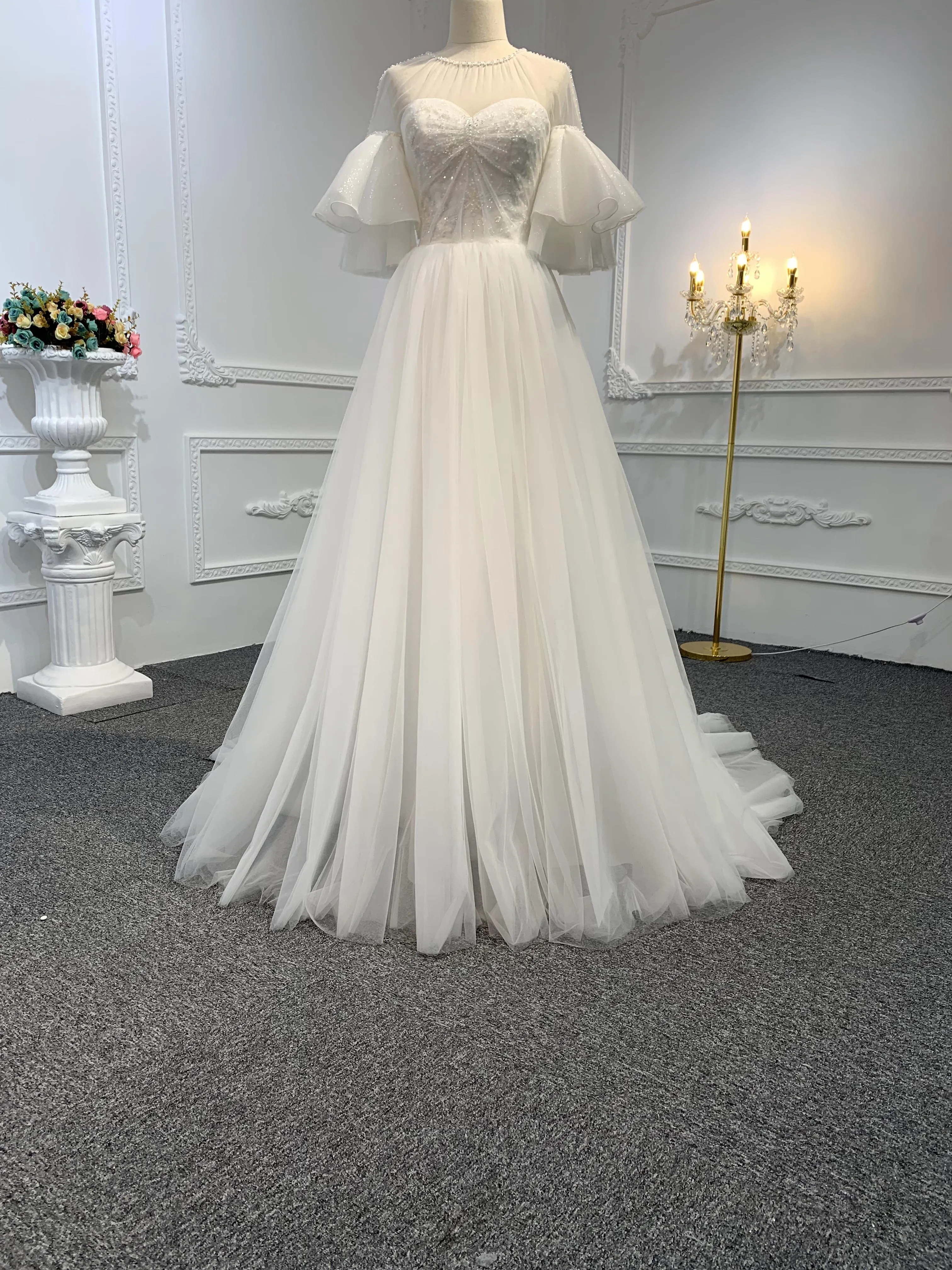 Z027-BYG OFF-WHITE ORGANZA WEDDING DRESS