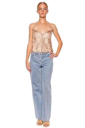 Zina Embroidered Ribbon Silk Top